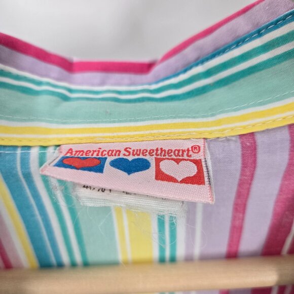 American Sweetheart Rainbow Vertical Stripes 3/4 Sleeves Button Down Shirt XL - Picture 7 of 8